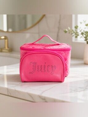 Juicy Couture Hot Pink Quilted 2-Piece Cosmetic Bag Set